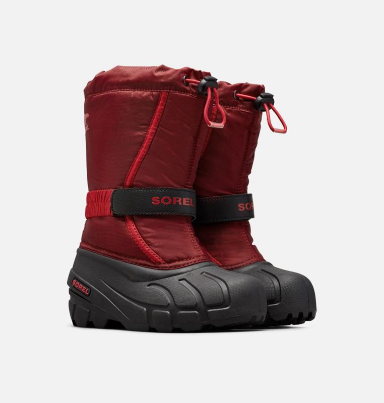 Kids Snow Boots Red/Black - Sorel Childrens Flurry™ - 081-HLEZKU